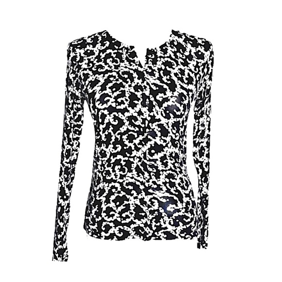 Merona Button Front Cardigan Sweater Black and White Etoile Pattern Stretch Top - Picture 1 of 16